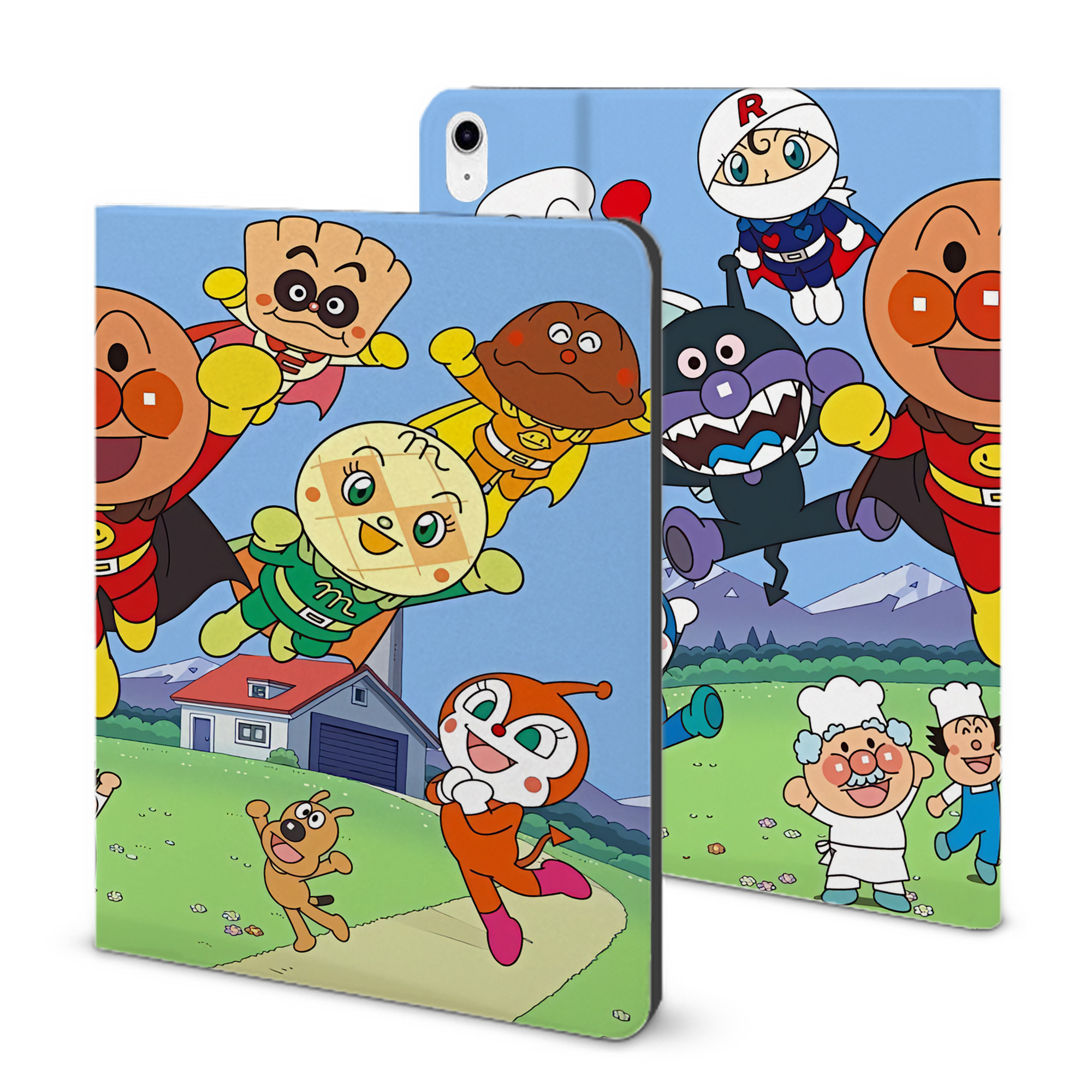 （画像用） アンパンマン Anpanman IPad ケース ブック型 PUレザー TPU 耐衝撃 軽量 薄型 ペン収納なし 全面保護 IPad 各モデル対応